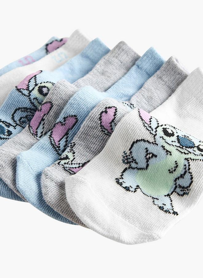 Disney Pack Of 7 Girls Socks Ankle Length Stitch Print - Image 3
